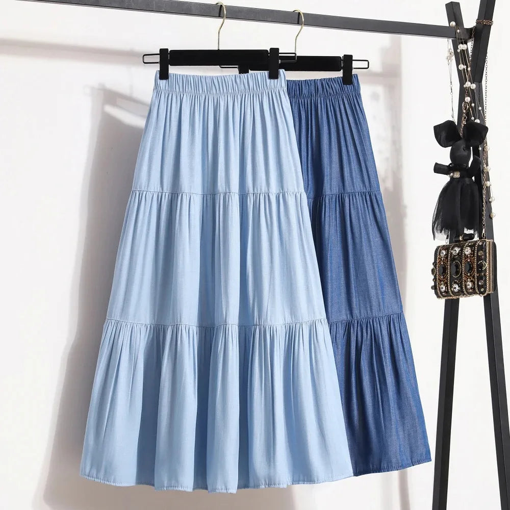 Women's summer fashion temperament tide with high waist skirt loose and thin a line version skirt pleated skirt